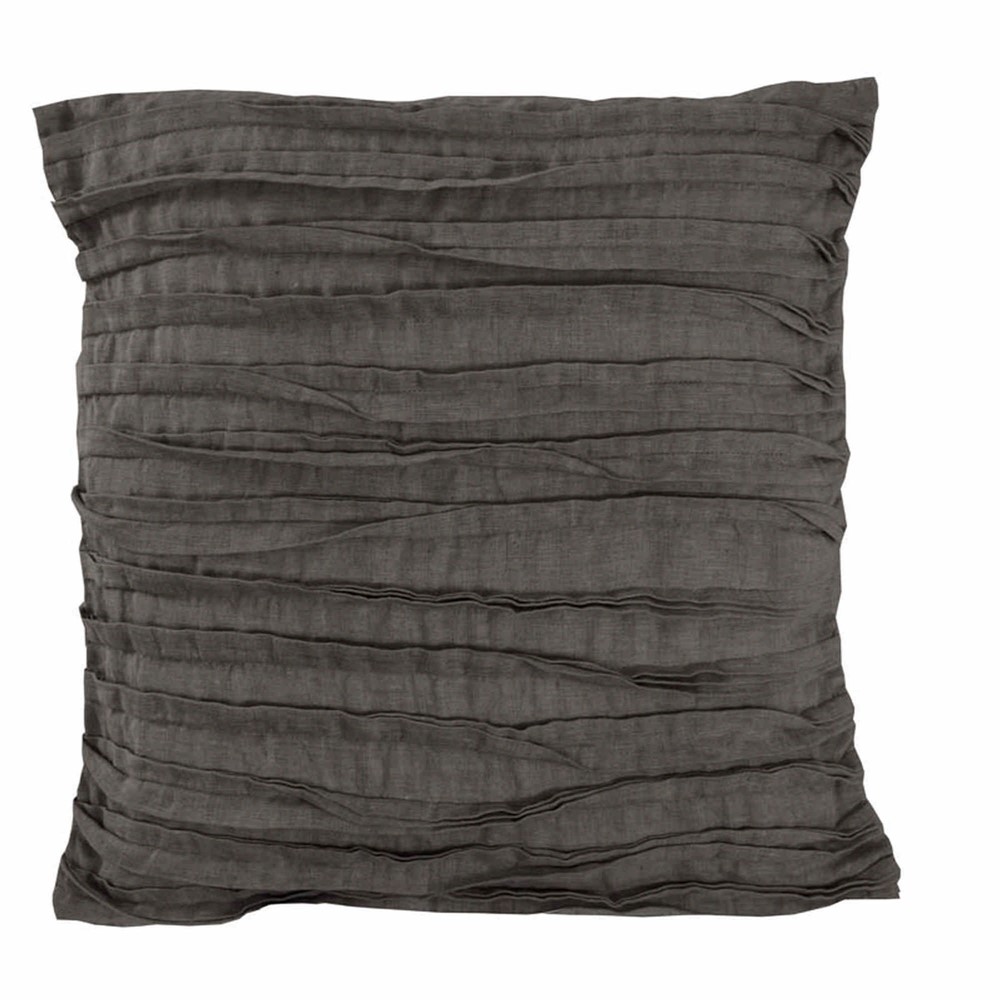 Lazy Linen Plain Ruffle Cushion in Charcoal Grey